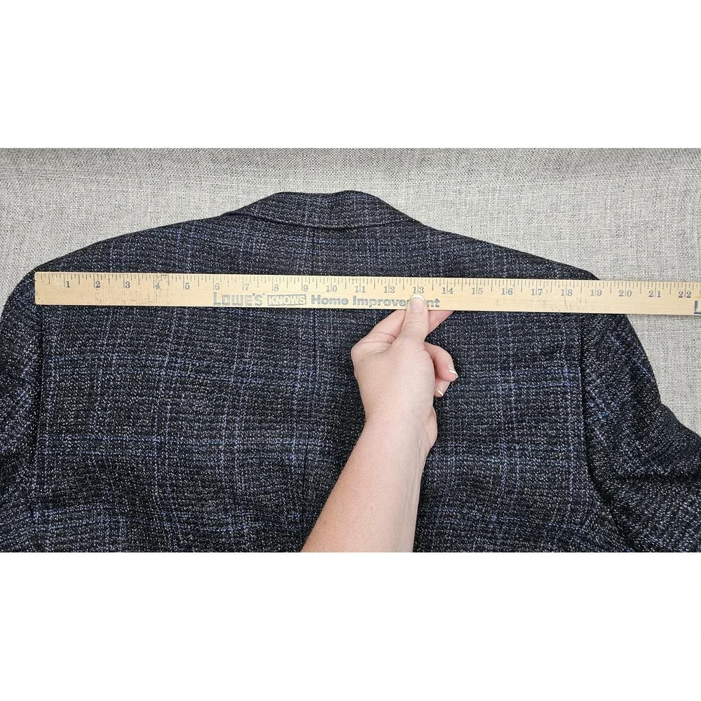 VINTAGE Christian Dior Sport Coat Mens 44 Blue Wool Tweed Plaid Blazer Jacket